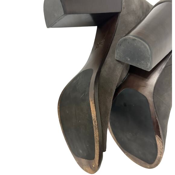 Frye Suede Peep Toe Heeled Booties - Picture 5 of 8